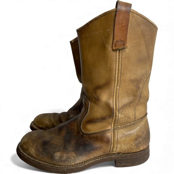 Red Wings Shoes Vintage Leather Boots Pecos Western Biker Work Cork Sole Men's 7 - Picture 7 of 14